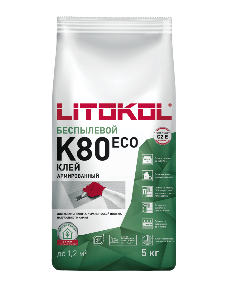 Купить LITOFLEX K80 ECO серый-клеевая смесь 5kg bag в Ростове-на-Дону