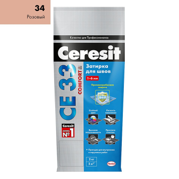 Купить Ceresit CE33/2кг Затирка для швов 1-6 мм внутри и снаружи Розовый 34, РФ в Краснодаре