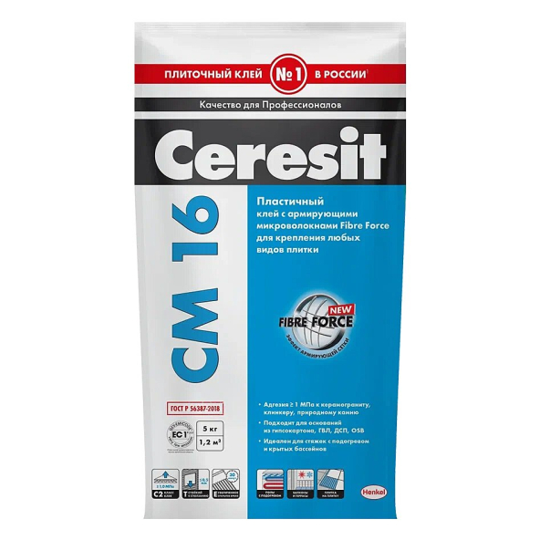 Купить Сeresit CM16/5кг Плиточный клей для керамогранита снаружи, РФ в Ростове-на-Дону-1
