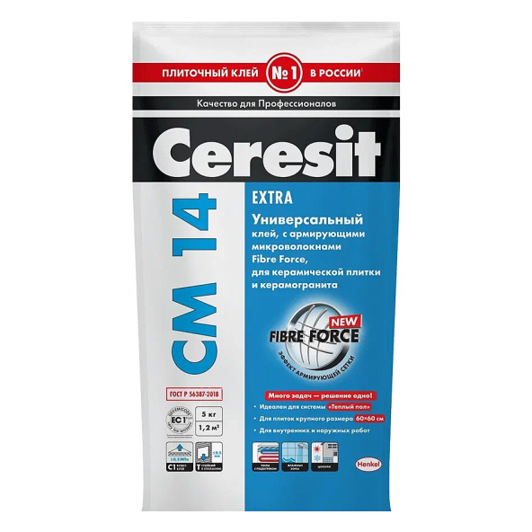 Купить Сeresit CM14/5кг Плиточный клей для керамогранита, РФ в Ростове-на-Дону-1