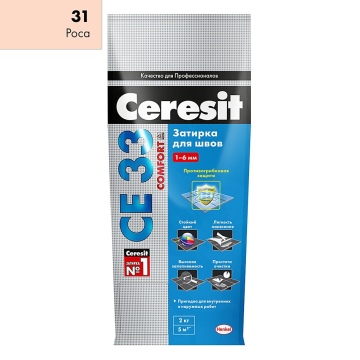 Купить Ceresit CE33/2кг Затирка для швов 1-6 мм внутри и снаружи Роса 31, РФ в Новосибирске